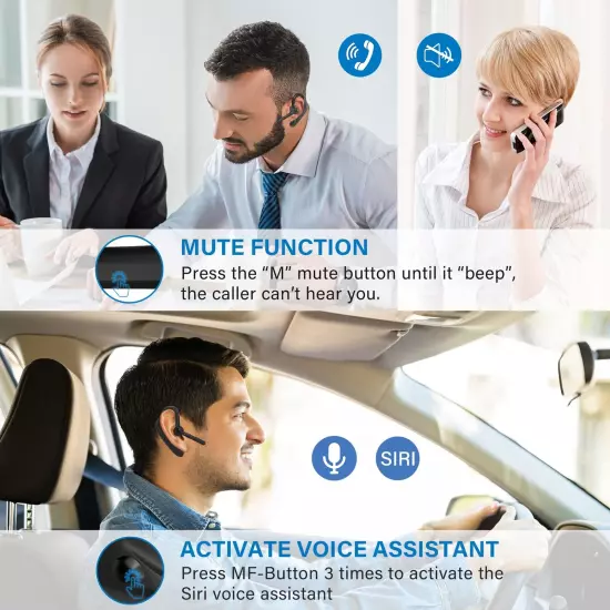 SUNITEC Bluetooth Headset,Dual Microphone Wireless Headset with USB Dongle fo...