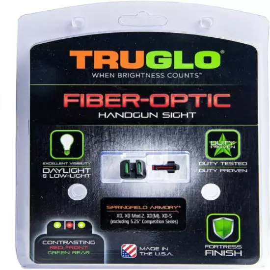 TRUGLO TG131X Fiber Optic Set, Handgun, Springfield XD, Black, One Size 