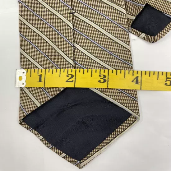 Brooks Brothers Basic Striped Repp Regimental Gold Necktie Silk Tie 3.8" x 58"