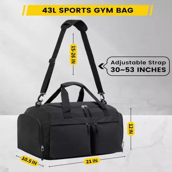 Gym Bag for Men - 21 Inches Duffle Bag Women Lightweight Duffel Bag with Wet Poc