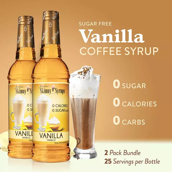 Jordan'S Skinny Syrups Sugar Free Coffee Syrup, Vanilla Flavor Drink Mix, Zero C