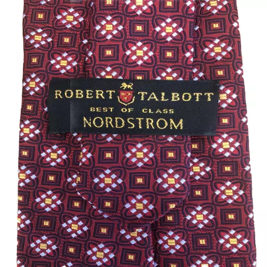 Robert Talbott Silk Tie Best Of Class NWT, Red Black Silver Yellow Geometric