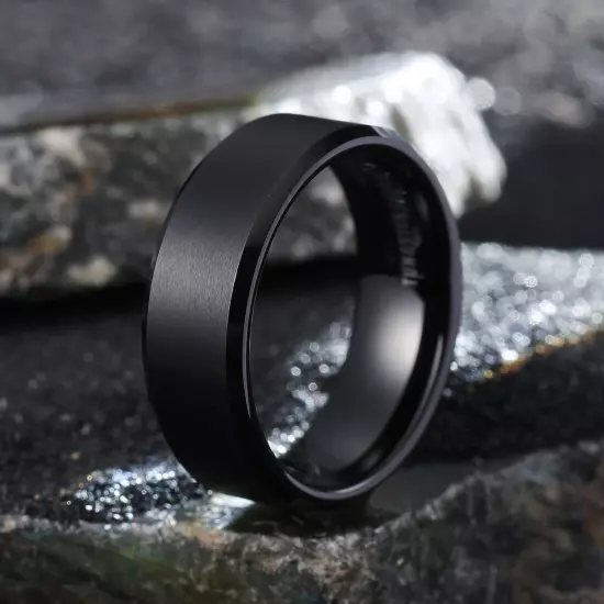 Basic 6Mm 7Mm 8Mm 9Mm 10Mm Men Wedding Black/Silver Tungsten Ring Matte Finish B