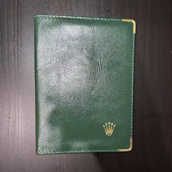 NEW Rolex Vintage Green Leather Card Wallet Passport Holder NEW