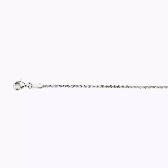 10k White Gold 1mm-12mm Solid D/Cut Rope Chain Necklace Bracelet Size 7"-30"