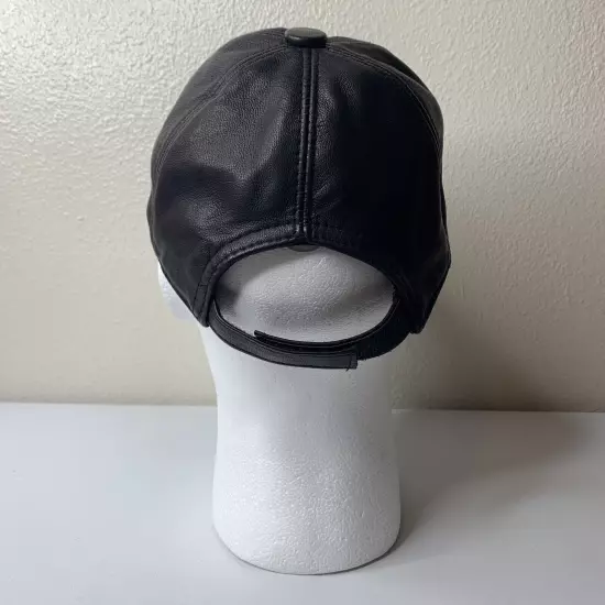 Mercedes Benz Black Leather Hat Cap Adjustable Size OS Vintage