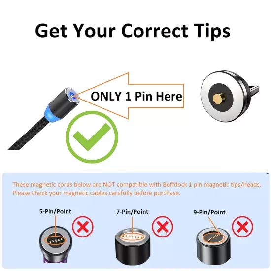 1-Pin I-Products Magnetic Charging Cable Tips,12Pcs Magnetic Tips Connector For