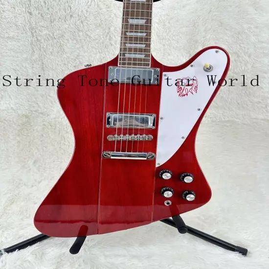 Red Custom Solid Body Electric Guitar White Pickguard 2H Pickups Chrome Part