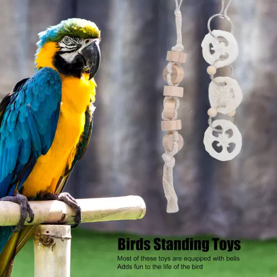 7pcs Bird Swing Chewing Toys Hanging Bell Climbing Ladder Birdcage Accessories