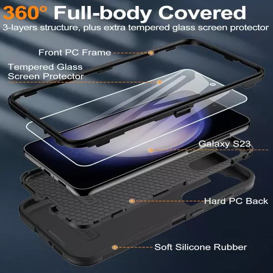 For Samsung Galaxy S23 Ultra/S22/FE/Plus Case Phone Cover Shockproof+Screen Glas