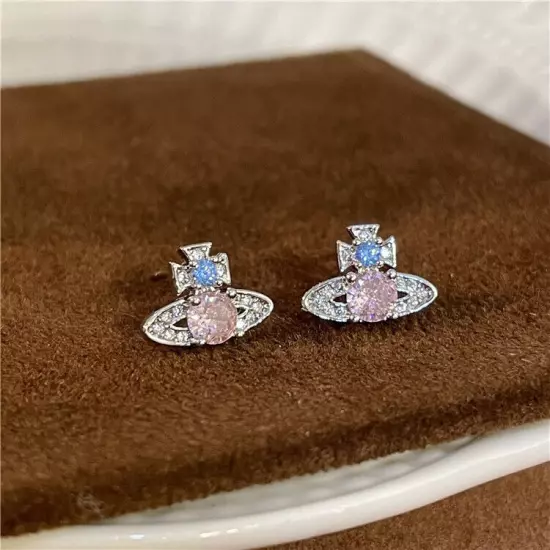 Vivienne Westwood Pink Crystal Earrings Mini Earrings with Gift Box