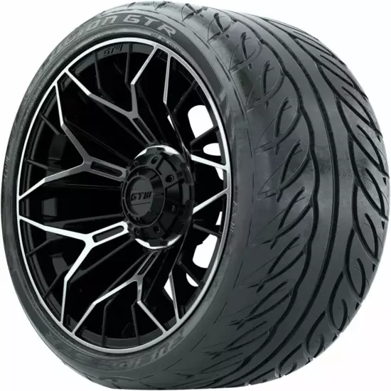 Set of 4 GTW 15" Stellar Matte Black/Machined Wheels on 22" Fusion Street Tires