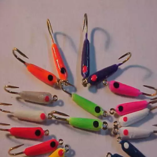 24 NEW ROCKER PANFISHING JIGS SIZE 10 BLUEGILL panfish PERCH JIG fishing ice