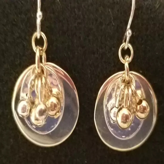 Silvertone and Goldtone Earrings with Dangling Balls. 