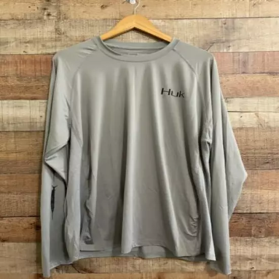 HUK Performance Fishing Men's Gray Long Sleeve Shirt Size XL 