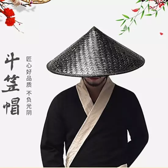 Traditional Chinese Kung Fu Bamboo Weave Hat Cosplay Oriental Prop Straw Caps