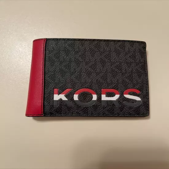 Michael Kors Red/black Men's Cooper Billfold Wallet Card Slot Flame-Light Used