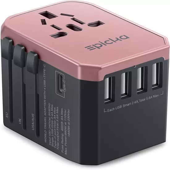 Universal Travel Power Adapter - All in One Worldwide Wall Charger AC Plug Adap