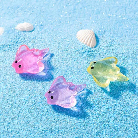 10Pcs Cartoon Mini Cute Manta Ray Mini Ornaments Aquarium Fish Tank Decoratio Sn