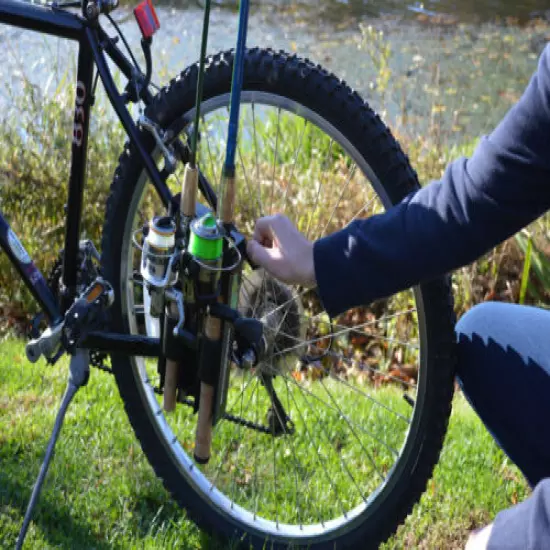 BIKE FISHERMAN - The Fishing Rod Holder for Bikes - Holds 2 Spinning Rods 