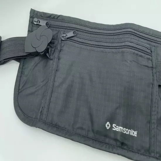 Samsonite Dark Grey Zipper Travel Money Belt Bumbag Pouch Wallet Fanny Pack 