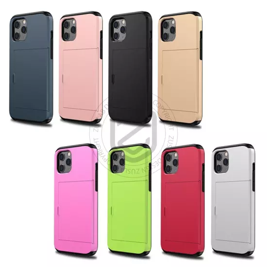 For iPhone 14 13 12 11 Pro Max Plus mini Wallet Card Holder Shockproof Case