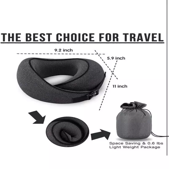 MLVOC Travel Pillow 100% Pure Memory Foam Neck Pillow, Comfortable & Breathable