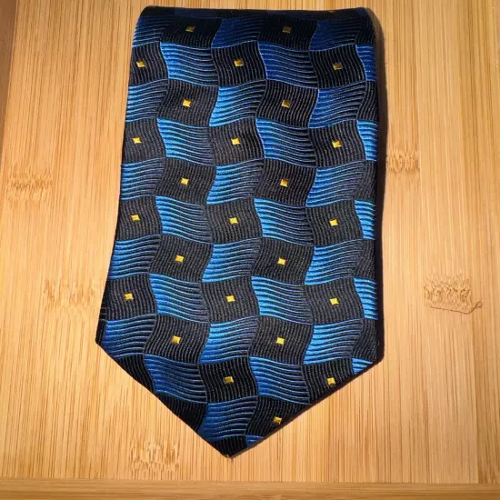 Henry Grethel Blue Geometric Tie