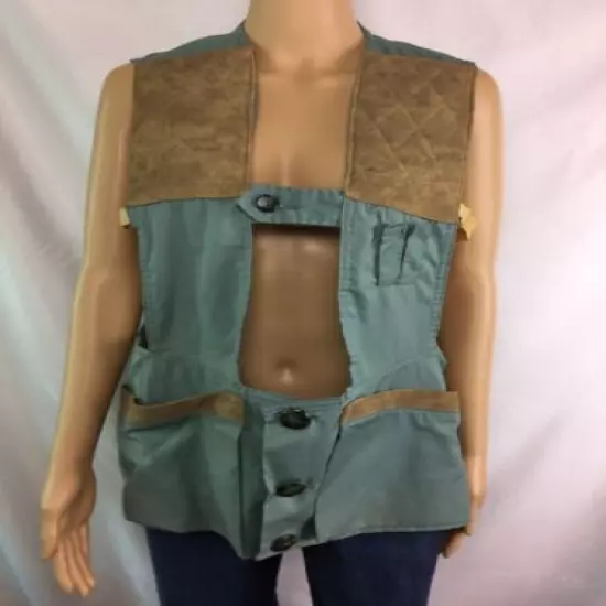 Vintage,Field And Fireside,Hunting,Aqua Blue /Brown Quilted Pads,Vest (SZ Small)