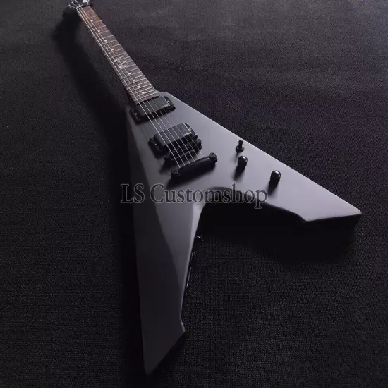 Custom James Hetfield Vulture Electric Guitar Unique V Shape Black Satin Active