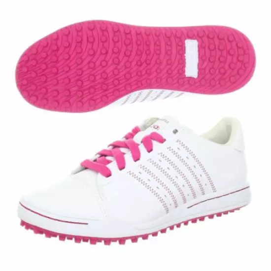 NEW ADIDAS JR ADICROSS GOLF SHOES 675974, WHITE/PINK, SIZE 6 JUNIOR