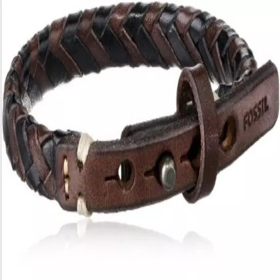 Fossil Men's Braided Bracelet Brown and Black - Black/Brown/Silver