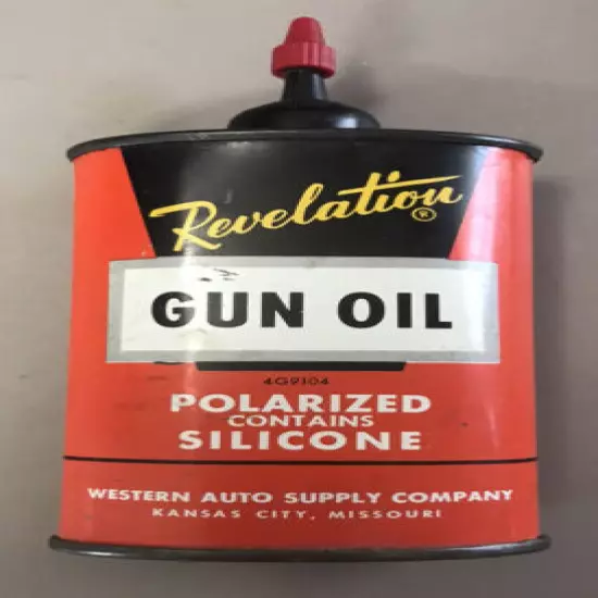 Old/Vintage Revelation Tin Gun Oil Can Western Auto Kansas City Mo/Missouri #E85