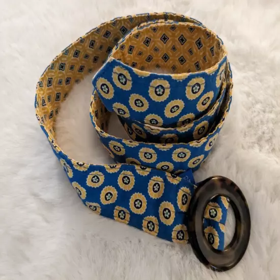 Vera Bradley Peasant Boho Cloth Belt Tortoise Shell Buckle Size S/M