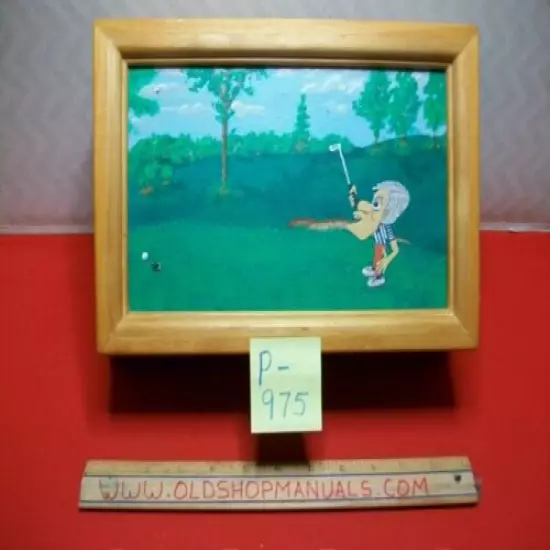 CUSTOM MADE WOOD GOLFER'S JEWELRY BOX WITH HUMOROUS "MISSED PUTT" PICTURE EXC.