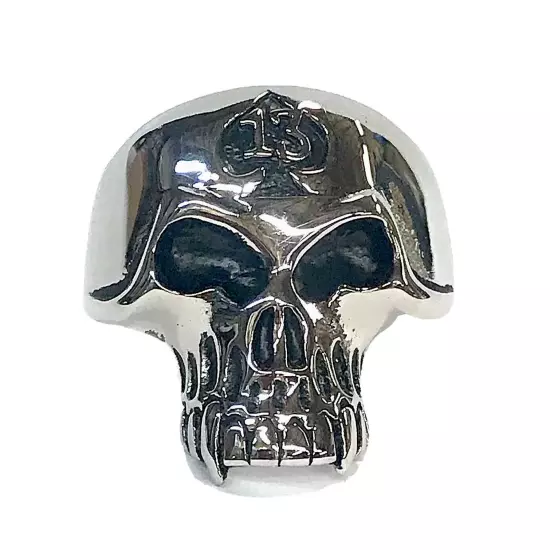 Stainless Steel Men’s Biker Style Ring Size 14 Skull 13 Clubs Card 10+ Grams