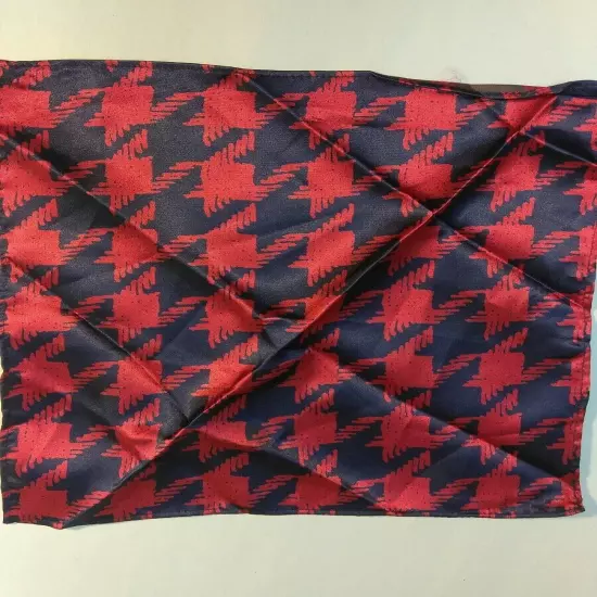 Hankie Scarf Houndstooth 80s VINTAGE red handkerchief ROYAL Blue LARGE PRINT 