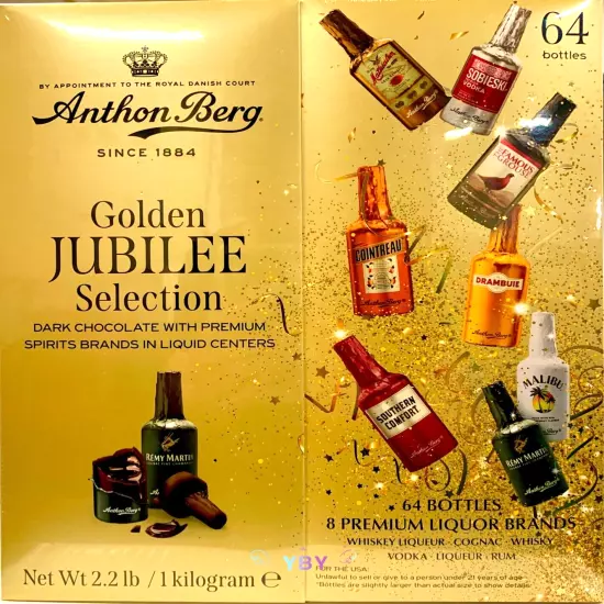 Anthon Berg Dark Chocolate Liqueur Liquor filled Bottles 64 ct 2.2 lb