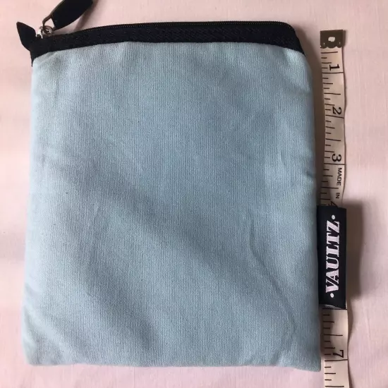 Vaults Light Blue Zip Up Cushion Money Bag 7x8”