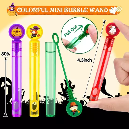 HINZER 80 Pack Halloween Party Favors Mini Bubble Wands Toys Gift... 