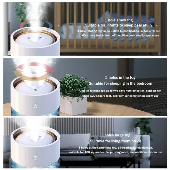 Air Freshener 3 Nozzle Mute Gift Humidifier Heavy Fog Ultrasonic for Home Office