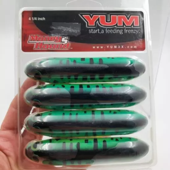 New Yum Money Hound 4 1/4" Cigar Shaped Soft Plastic Topwater 4 Count Choose