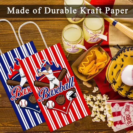 12 Pcs Baseball Party Treat Bag Baseball Gift Goodie Favor Bags with Handle f...