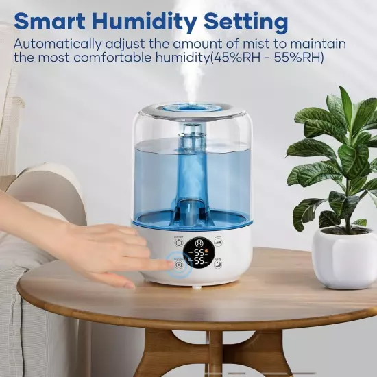 HiLIFE Humidifier for Bedroom, 3 Times Fog Coverage, 3.2L Ultrasonic Cool Mist