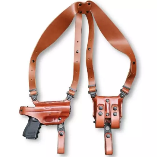 Horizontal Shoulder Holster Double Mag Case fits, Walther PP /PPK 3.3"BBL #1169#