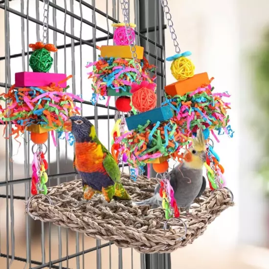 Parakeet Toys Bird Conure Birdcage Stands Foraging colorful 