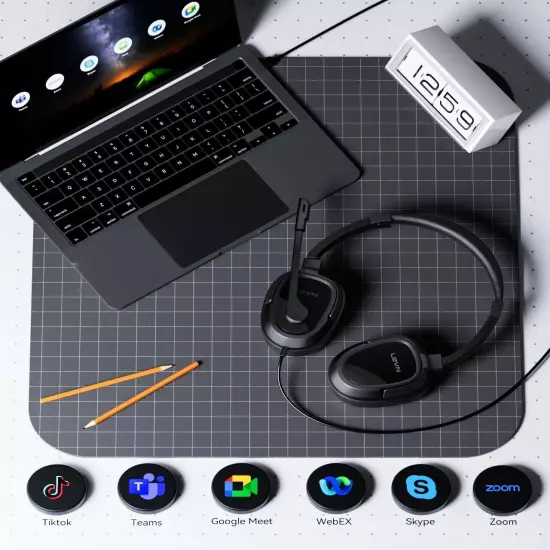 LEVN Headset with Mic, USB Headset with Microphone, Computer Headset with Noise