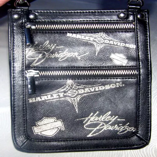 Harley-Davidson Vintage Hard Leather Black Clip Belt Bag Fanny Pack Purse Bag