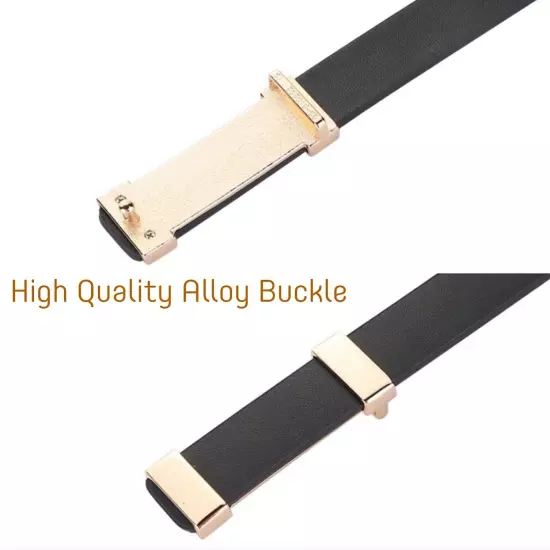 Women's Premium Ultra Soft Genuine Leather Belt Gold Color Buckle Waistband 4-6