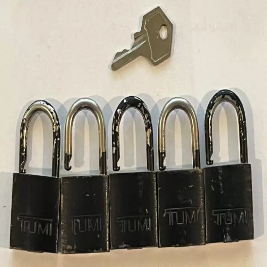 Tumi Lot Of 5 Small Black Metal Logo Travel Luggage Locks 1 Key